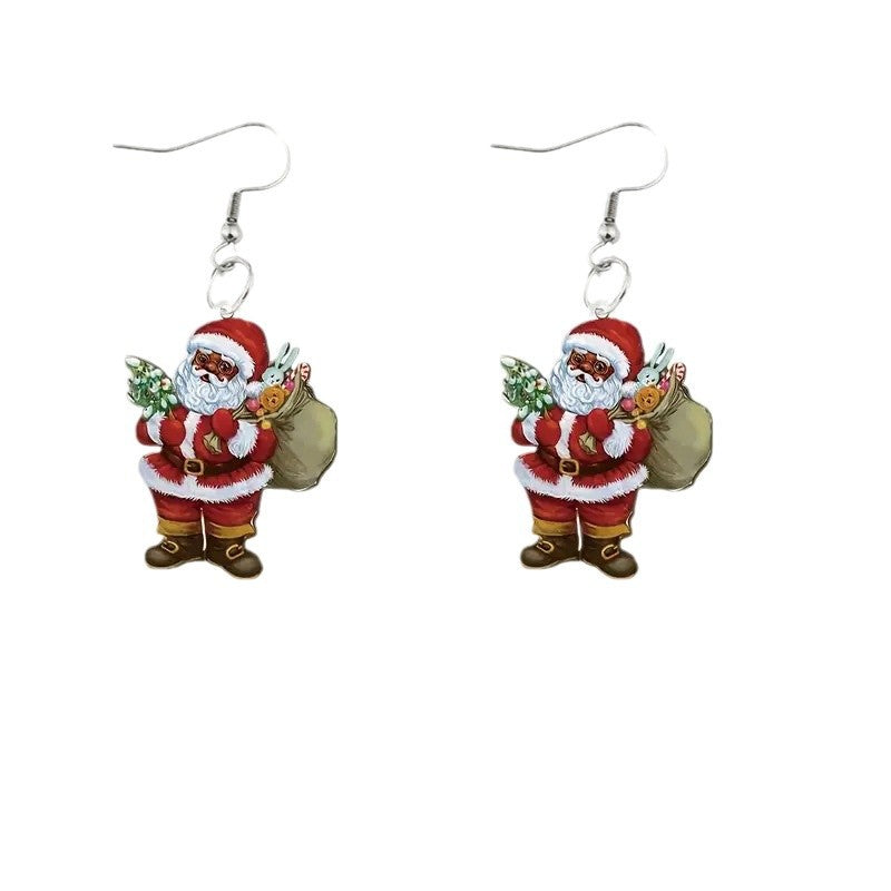 Wholesale christmas gift bag earrings cute  head earrings